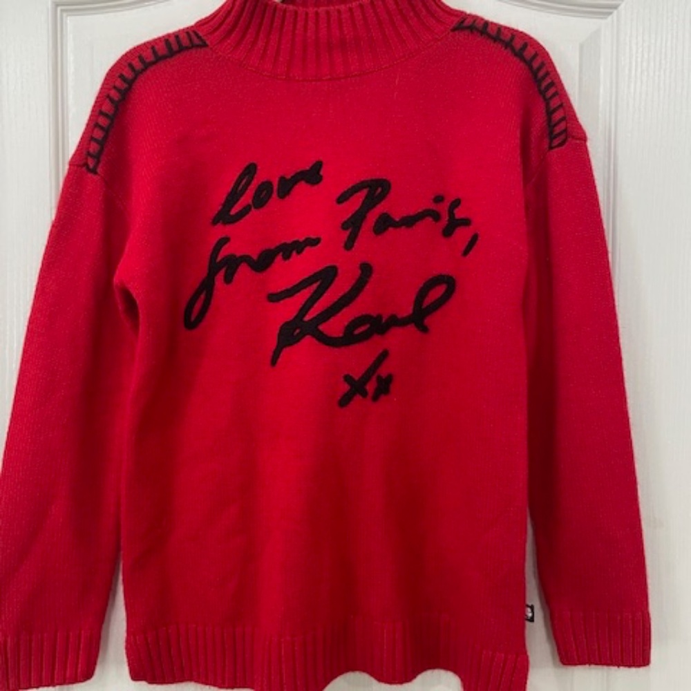 LOVE FROM PARIS Karl Lagerfeld  Red Knit Sweater